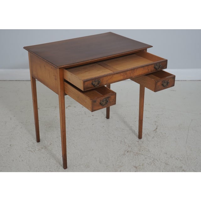 English English Yew Wood Custom Made 3 Drawer Dressing Table For Sale - Image 3 of 17