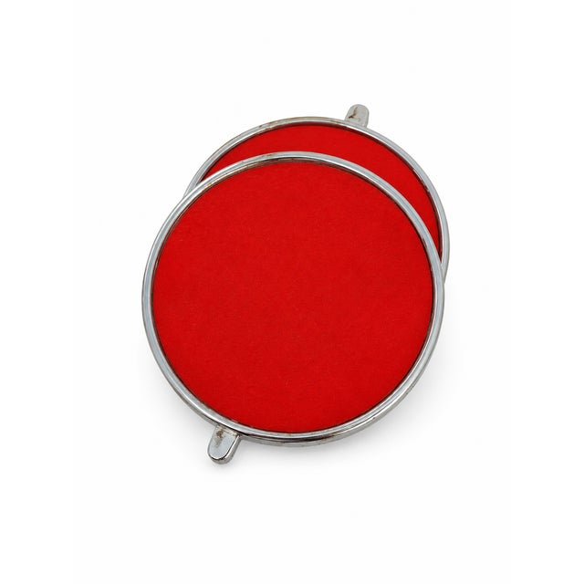 Red Red Coffee Table with Glass Tops and Chromed Steel Frame, 1970s For Sale - Image 8 of 11