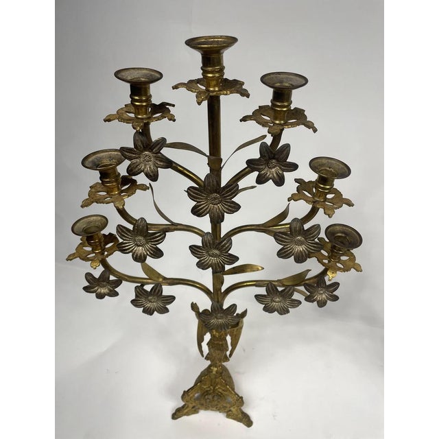 Antique Candleholders in Golden Bronze, Set of 2 For Sale - Image 13 of 15