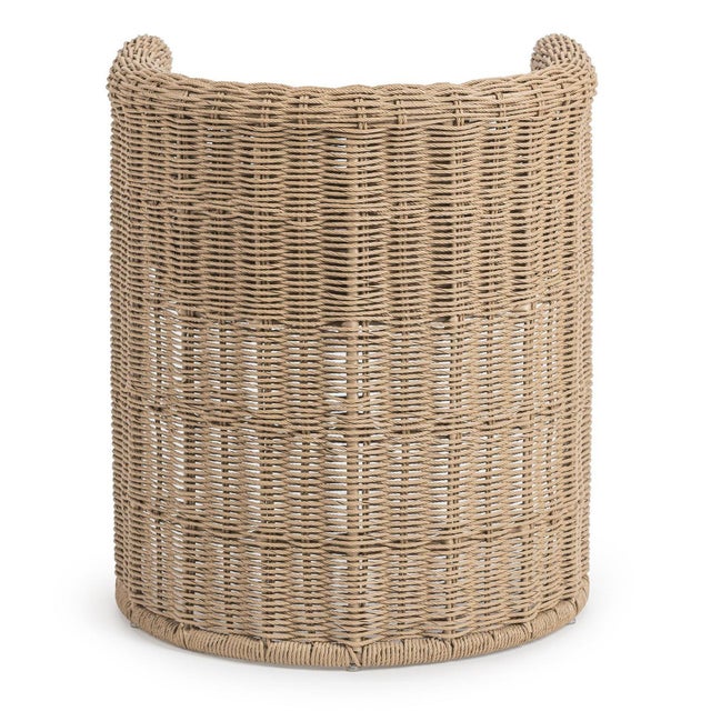 Coastal Contemporary Faux Wicker Outdoor Barrel Chair For Sale - Image 4 of 7