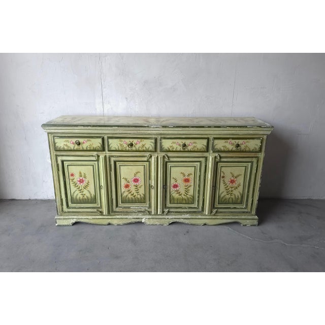 French Country Antique French Country Hand Painted Cabinet For Sale - Image 3 of 9