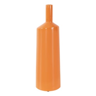 Orange Valencia Askewed Short Bottle Vase For Sale