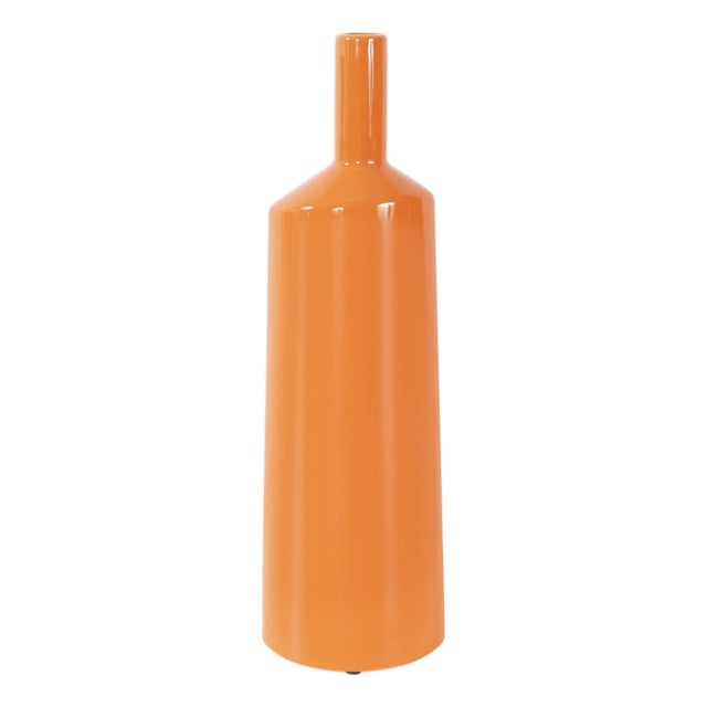 Orange Valencia Askewed Short Bottle Vase For Sale