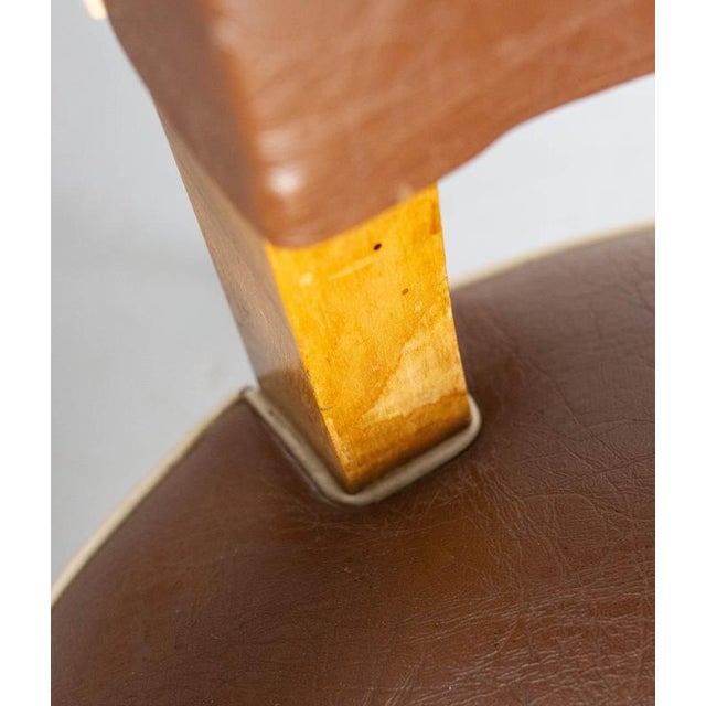 Art Deco French Bridge Chairs in Brown Faux-Leather, 1930s, Set of 2 For Sale - Image 10 of 16
