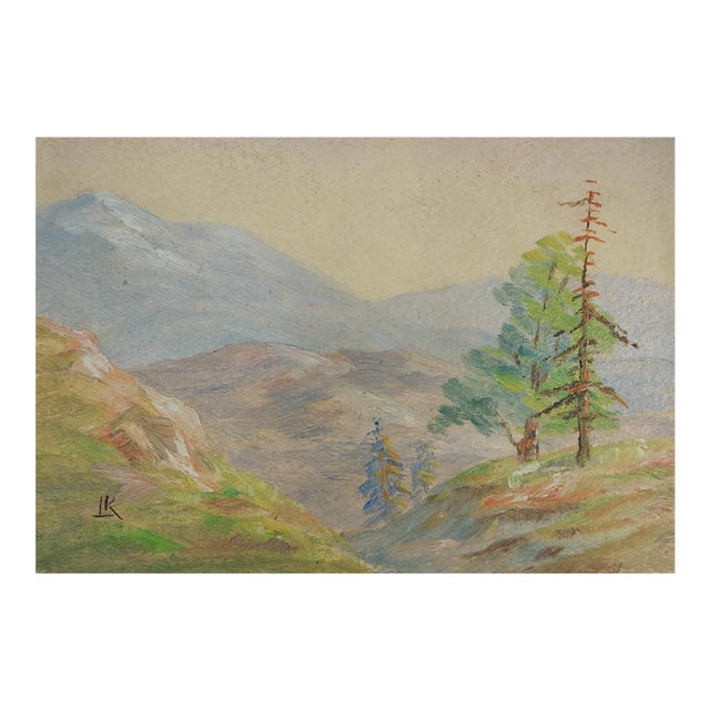 Early 20th Century Small Mountain Landscape Painting For Sale