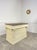 Double-sided solid oak counter or desk with a superb cream patina and beautiful details: cast iron handles, moldings, and...