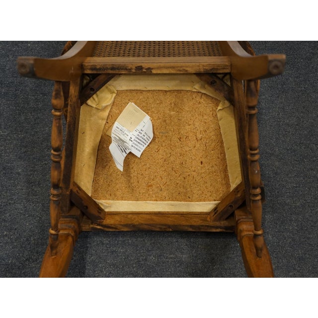 Singer Furniture Solid Pecan Italian Mediterranean Style Cane Back Dining Arm Chair For Sale - Image 9 of 11
