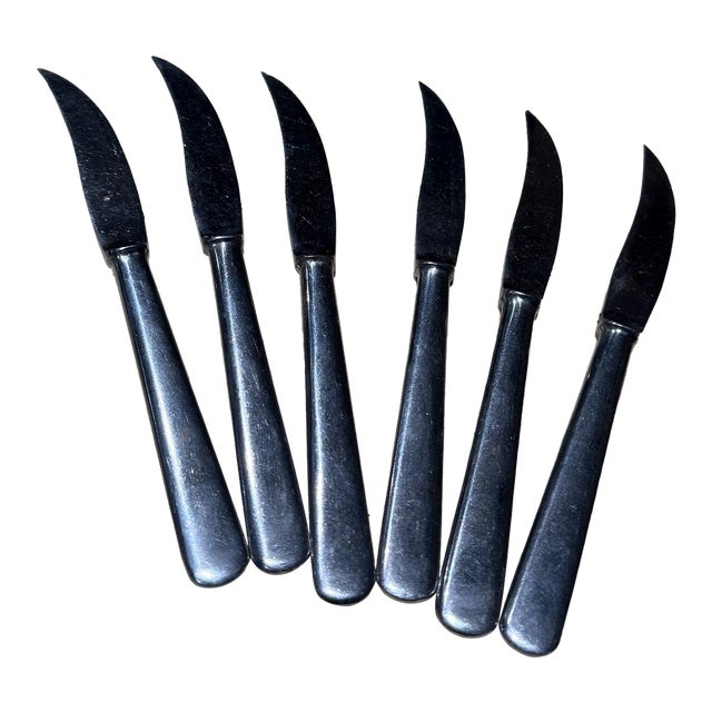 Vintage Gimbel Brothers Sheffield Steak Knives Mid-Century Modern Set of 6 For Sale