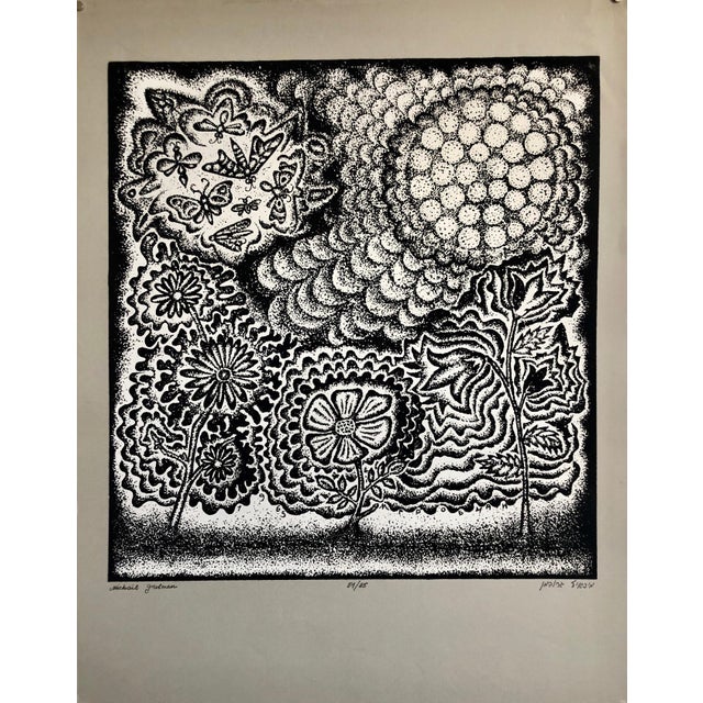 Michail Grobman, Large Post Soviet Non Conformist Russian Israeli Volcano Lithograph Silkscreen For Sale