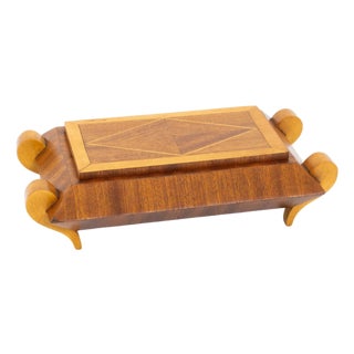 French Art Deco Geometric Marquetry Wood Box, circa 1930 For Sale