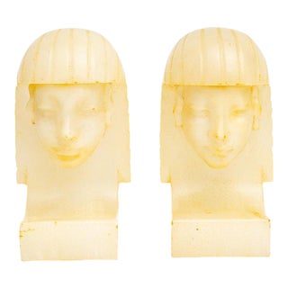 Egyptian Revival Art Deco Alabaster Bookends - a Pair For Sale