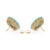 Metal Native American 14k Gold 7.0ct Emerald Turquoise & Diamond Flower Stud Earrings- A Pair For Sale - Image 7 of 14