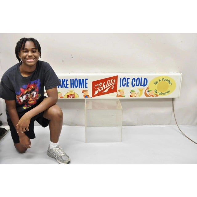 Vintage 1958 Jos. Schiltz Large 73" Lighted Brewing Beer Advertisement Bar Sign. Item features a large impressive size,...