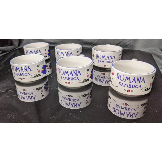 White Vintage 1990s Romana Sambuca Ceramic Coffee Cups - Set of 6 For Sale - Image 8 of 8