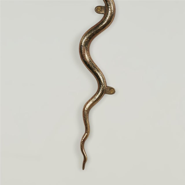 Metal Vintage Pair of Anglo Indian Brass Snake Wall Sconces For Sale - Image 7 of 16