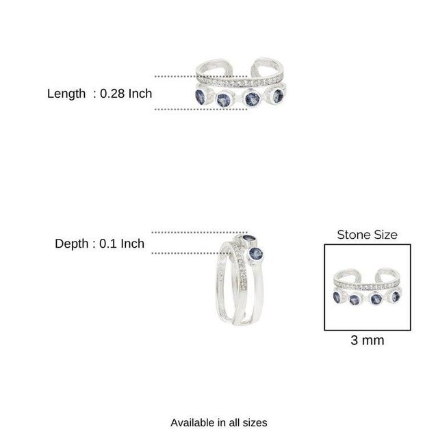 Open Cuff Double Band Ring With Tanzanite & Zircon for Her, Size 7.5 For Sale - Image 10 of 12