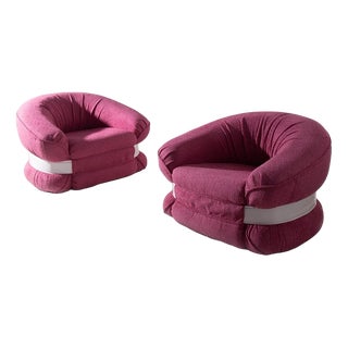 Premiere Armchairs in Pink Bouclé from Adriano Piazzesi, 1970s, Set of 2 For Sale