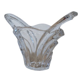 Vintage Art Vannes Le Chatel French Mid Century MCM Crystal Glass Vase 12'' For Sale