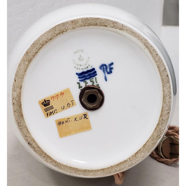 White Vintage Royal Copenhagen Country Home Vase Converted to Table Lamp C.1920s For Sale - Image 8 of 10