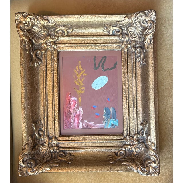 Dramatic and bold Hardeman in oil paint and pastel on paper under museum acrylic in antique French frame. The reds and...