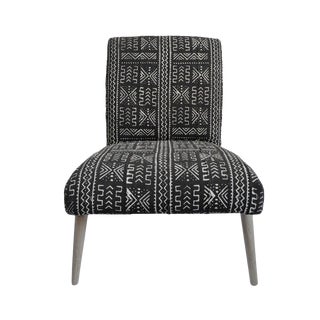 Mudcloth Black & White Side Chair For Sale