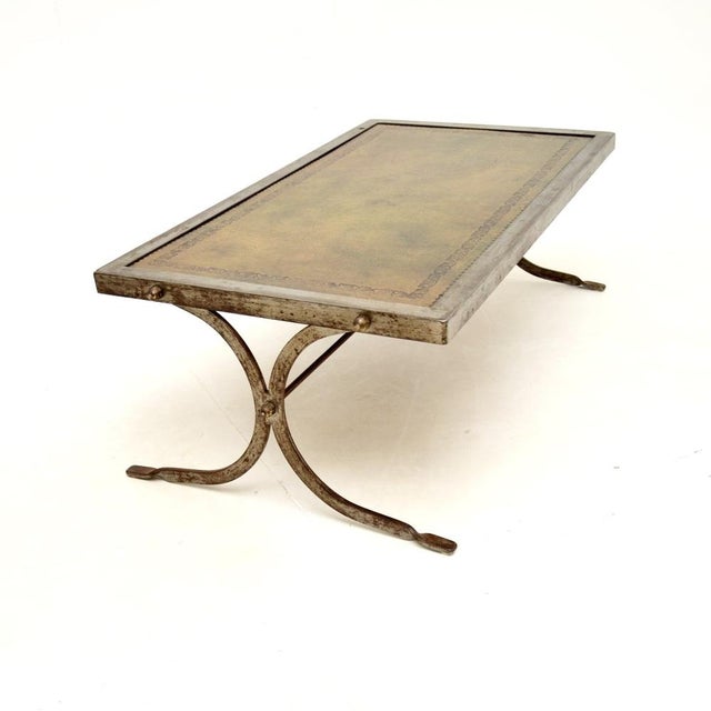 French Steel and Leather Coffee Table, 1960s For Sale - Image 4 of 10