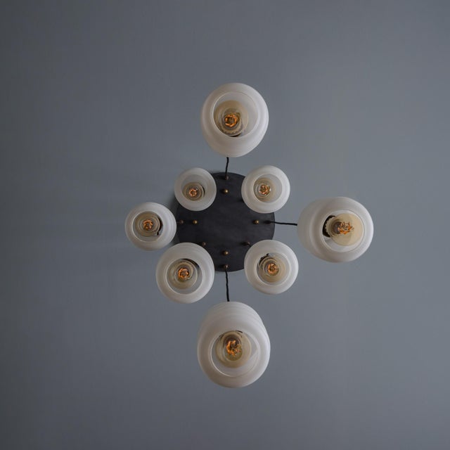 1950s Italian 8-Glass Cascading Chandelier Attributed to Arredoluce For Sale In Los Angeles - Image 6 of 17