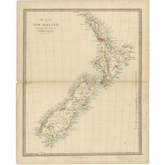 Antique Map of the Islands of New Zealand with Provinces and Settlements, 1858 For Sale - Image 3 of 9