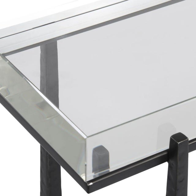 Onyx Thick Glass Top Table on Steel Frame For Sale - Image 8 of 8