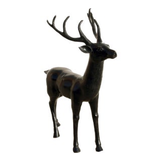 Standing Deer With Antlers, Bronze Sculpture For Sale