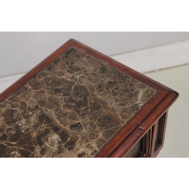 Mahogany 2 Drawer Marble Top Console Table For Sale - Image 11 of 17