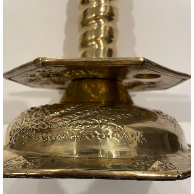 Metal Mottahedeh Brass Swedish Reproduction Candlestick For Sale - Image 7 of 10