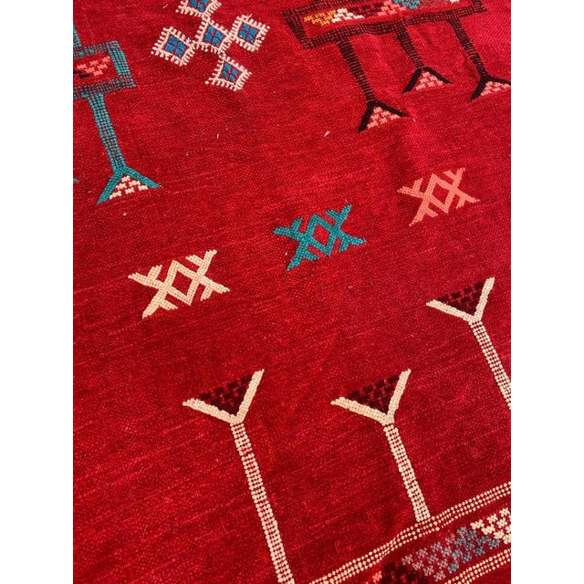 Textile Vintage Silk and Cotton Moroccan Kilim Rug, 1950s For Sale - Image 7 of 18