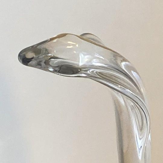 Daum France Crystal Standing Hooded Cobra Snake Sculpture (Large: 16.5”, Clear, Vintage, 1980s) For Sale - Image 9 of 18