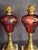 Pair Antique Bohemian Cranberry Cut-to-Clear Kerosene Lamps Marble Base P&a Eagle For Sale In Boston - Image 6 of 15
