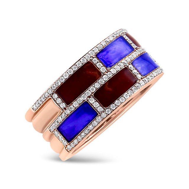 Bold, bright and beautiful! This contemporary diamond and enamel ring is hand-crafted in Thailand and is truly a one-of-a-...