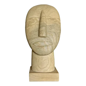 Modernist Carved Stone Portrait Bust