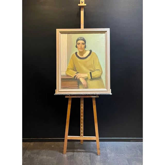 Armand Cacheux, Portrait of Miss Cacheux, Oil on Canvas For Sale - Image 7 of 11