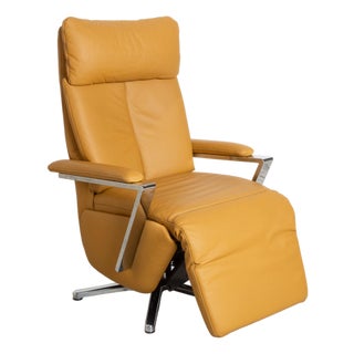 Ochre Leather Lounge Chair from Willi Schillig For Sale