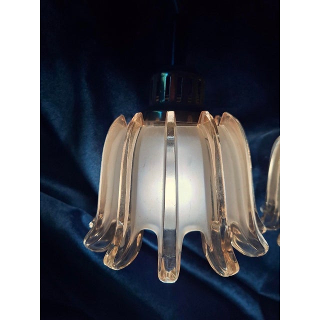 Mid-Century Modern Pendant Lights in Brass and Amber-Colored Frosted Glass from Doria, Set of 3 For Sale - Image 10 of 15