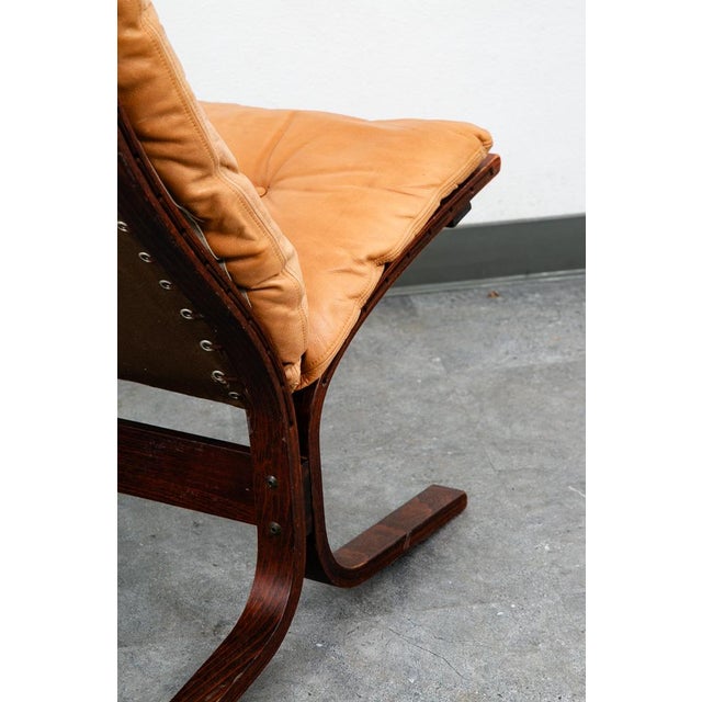 1960s Mid Century Danish Modern Lounge Chair Tan Leather Attributed to Ingmar Relling Westnofa MCM For Sale - Image 5 of 12