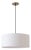 Stretch Pendant Light - Weathered Brass Steel, Drum White Linen Shade, Dimmable, Elegant Design For Sale