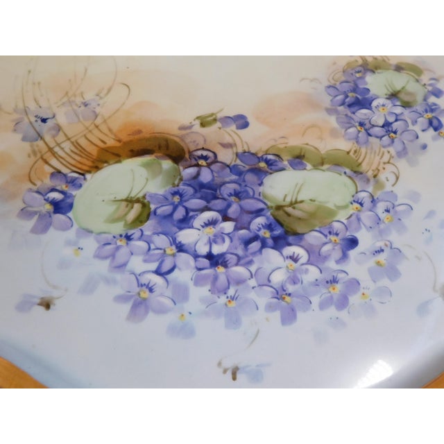 Large Yellow Serving Vanity Tray With Purple Flowers For Sale - Image 4 of 6