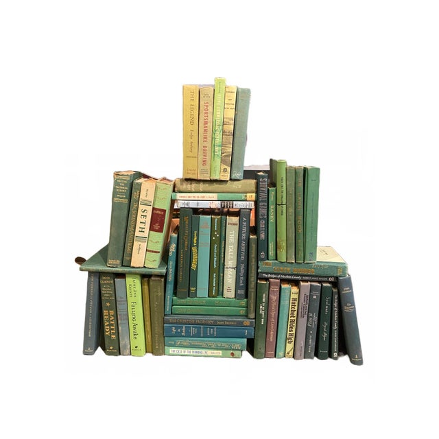 Modern Vintage Late 20th Century Green Books - Set of 50 For Sale - Image 3 of 3