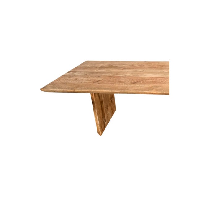 Large Teak Wood Table, Natural Finish, Hand-Crafted Modern Organic, Angled Edges For Sale - Image 9 of 12