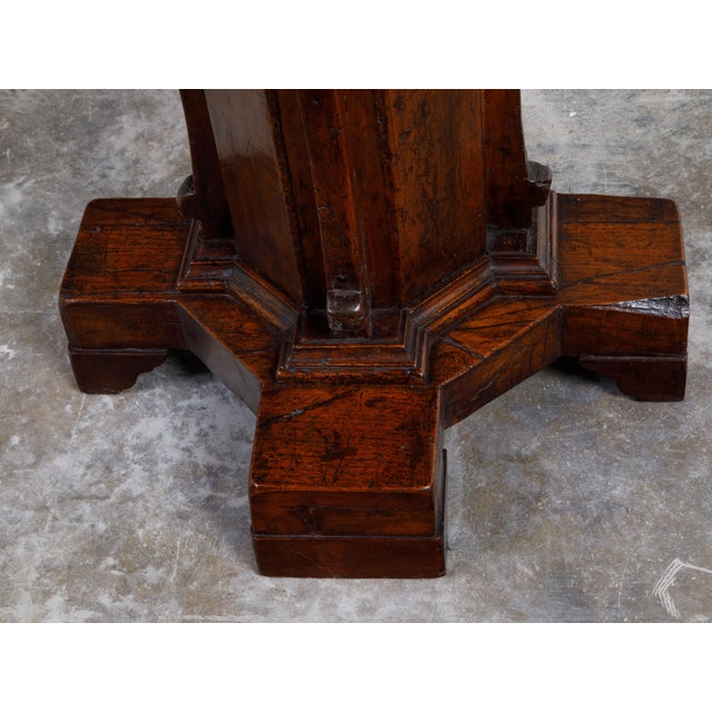 Wood Italian 19th Century Walnut Side Table with Octagonal Top and Pedestal Base For Sale - Image 7 of 12