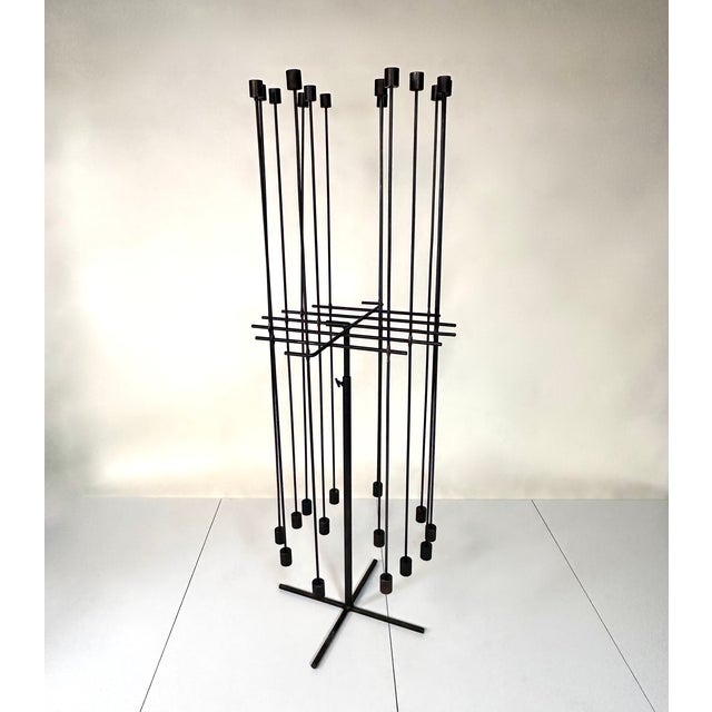 1990s Large Wrought Iron Attrape-Feux Art Light Sculpture for 14 Candles attributed to Daniel Grobet, France, 1980s-1990s For Sale - Image 5 of 18