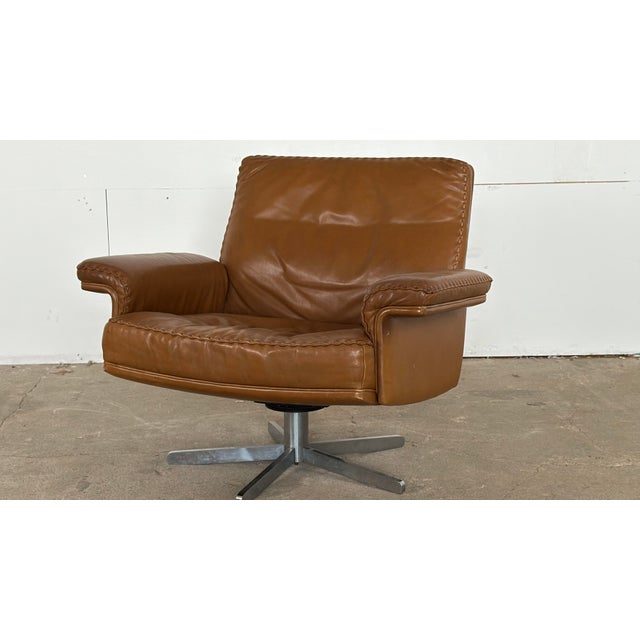 Brown Leather DS-31 Swivel Lounge Chair from de Sede, Switzerland, 1970s For Sale - Image 13 of 13