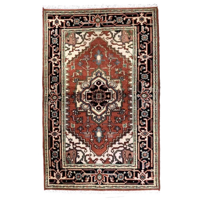 Red 1970s Handmade Vintage Persian Heriz Rug 3.1' X 5.2' For Sale - Image 8 of 8