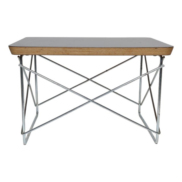 Small Eames for Herman Miller Black Laminate, Plywood, and Chrome LTR SideTable For Sale